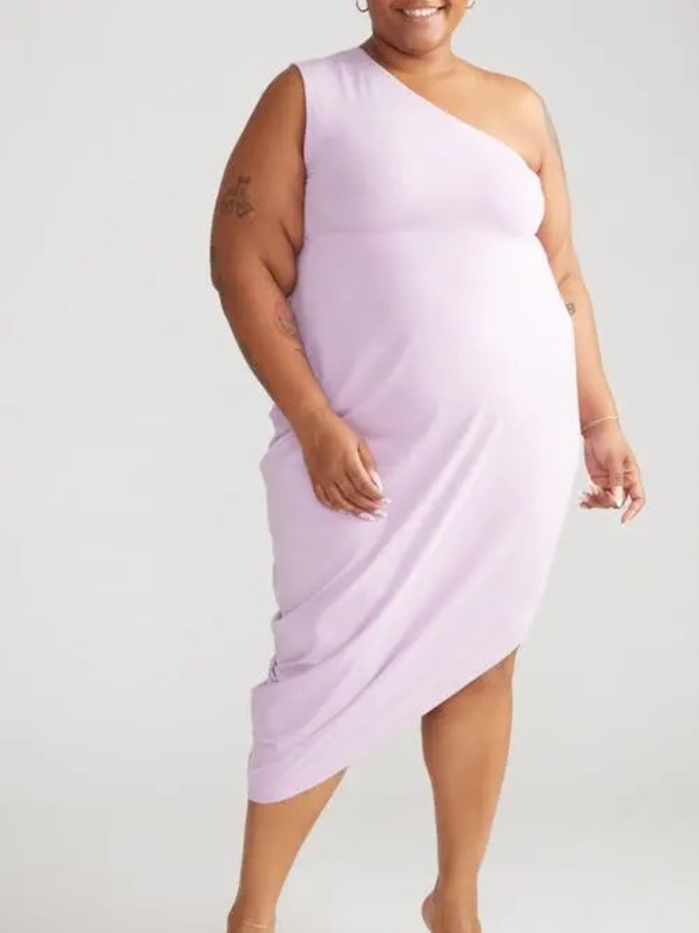 NWT UNIVERSAL STANDARD Pima Cotton Asymmetrical One Shoulder Dress Lilac 2X